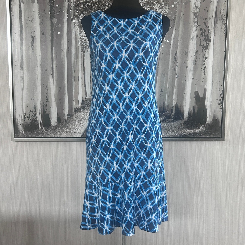 Tommy Bahama Women's Blue Darcy Geo Waves Sleeveless Sheath Dress - S/P